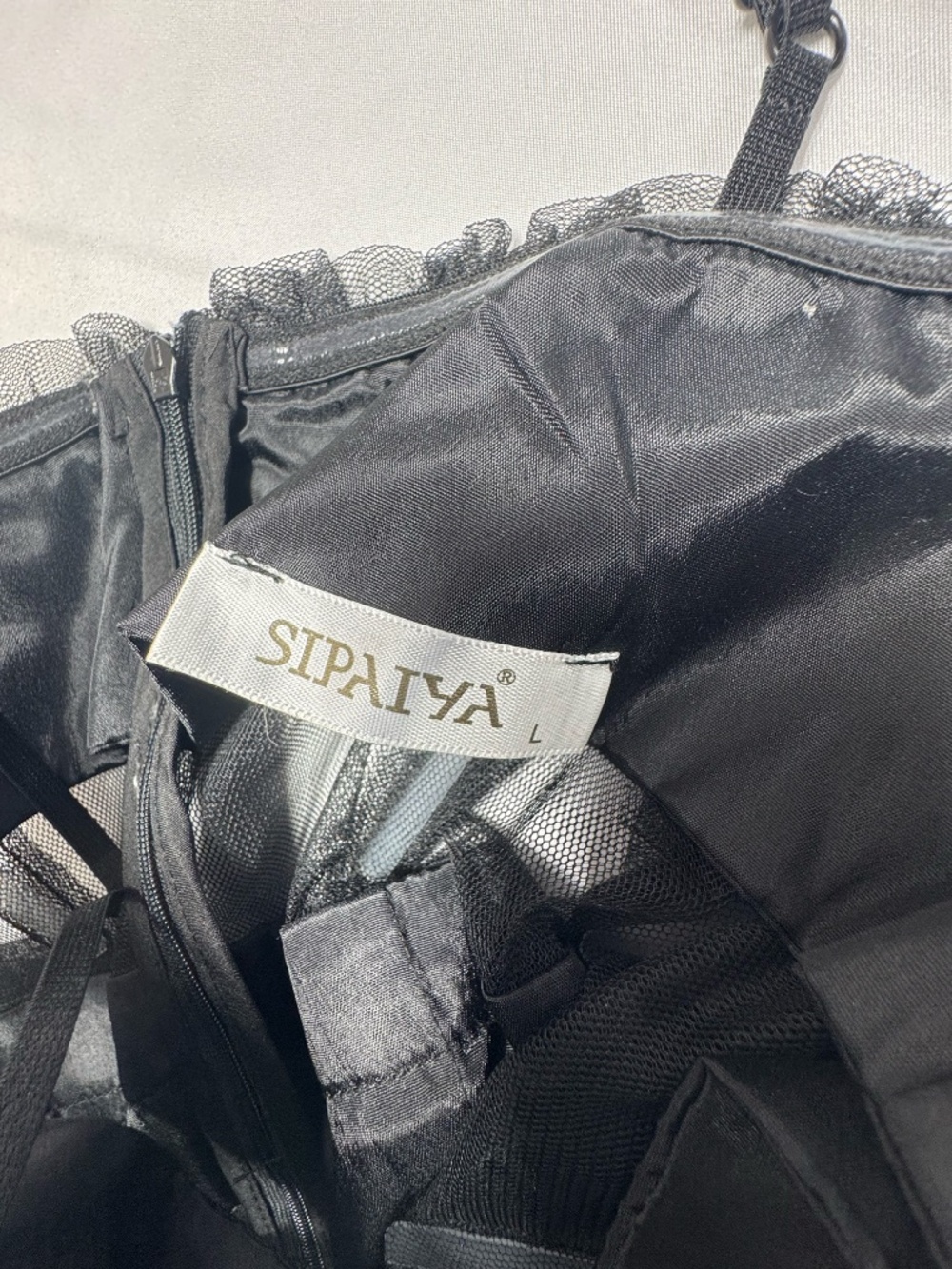 Sipaiya Black Tiered Tulle Corset Dress - Size L - NEW Without Tags. - Picture 10 of 11